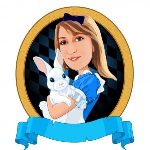 Caroline pictured as Alice in Wonderland